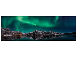 panoramic-canvas-print-lofoten-aurora-reflection