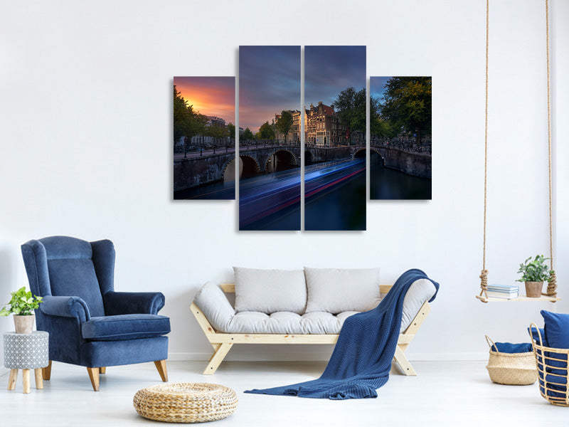 4-piece-canvas-print-amsterdam-sunset