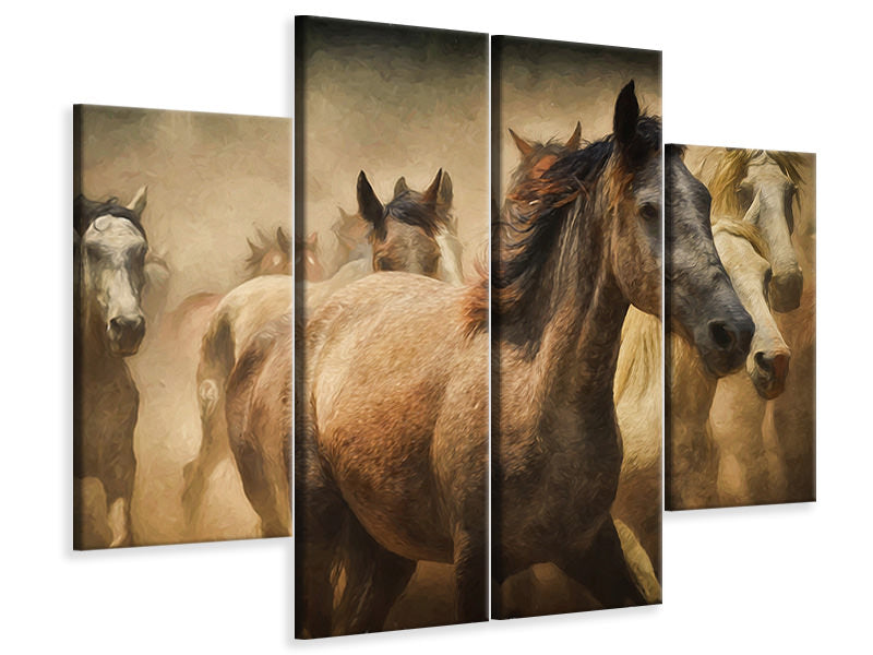 4-piece-canvas-print-painting-wild-horses