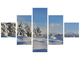 5-piece-canvas-print-beautiful-snow-landscape