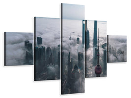 5-piece-canvas-print-shanghai-in-the-fog-from-above