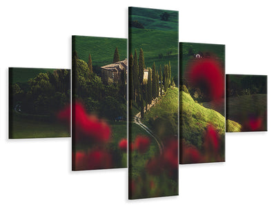 5-piece-canvas-print-tuscany-spring-blossoms