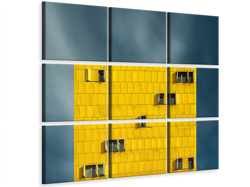 9-piece-canvas-print-yellow-and-blue-iii