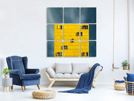 9-piece-canvas-print-yellow-and-blue-iii