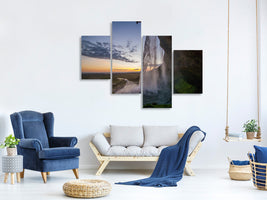 modern-4-piece-canvas-print-evening-mood-at-the-waterfall