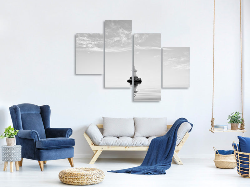 modern-4-piece-canvas-print-lighthouse-in-mist