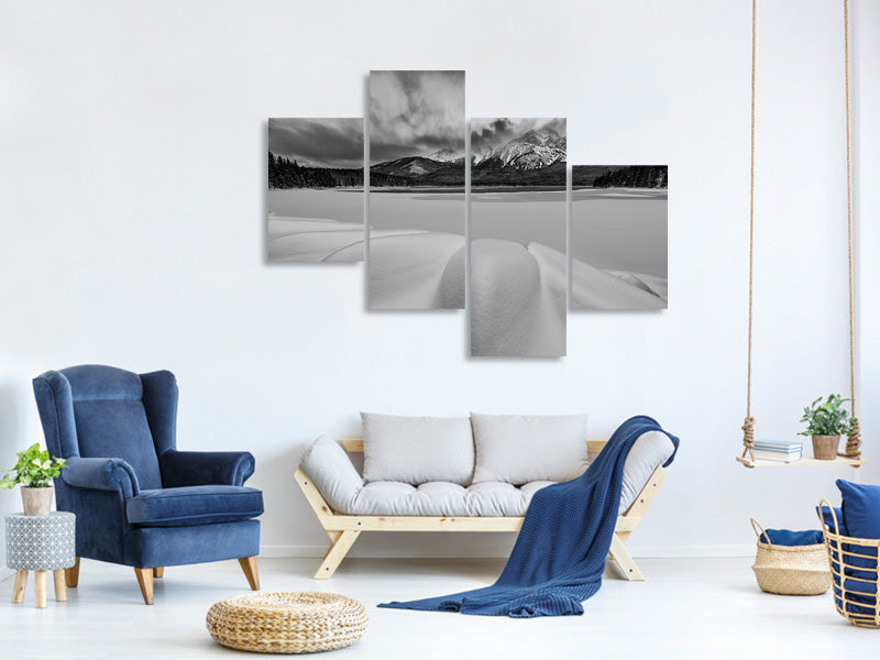 modern-4-piece-canvas-print-pyramid-lake-in-winter