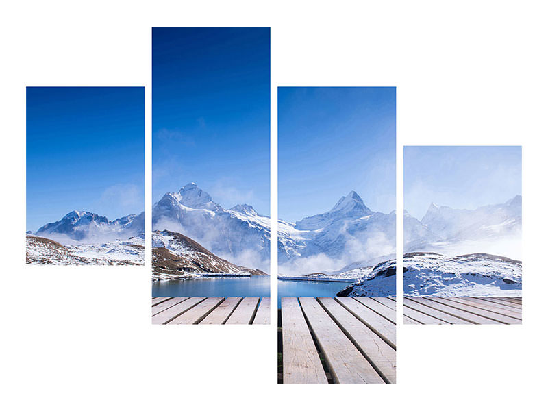 modern-4-piece-canvas-print-sundeck-at-the-swiss-mountain-lake