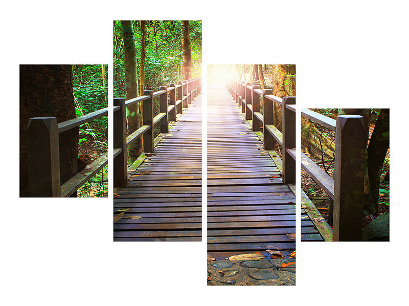 modern-4-piece-canvas-print-the-bridge-in-the-forest