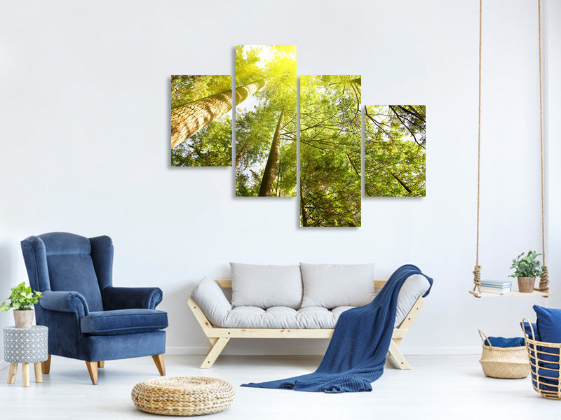 modern-4-piece-canvas-print-treetops-in-the-sun