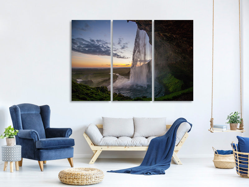 3-piece-canvas-print-evening-mood-at-the-waterfall