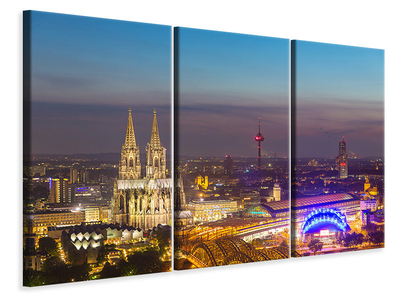 3-piece-canvas-print-skyline-cologne-cathedral-at-night