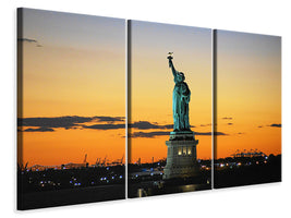 3-piece-canvas-print-statue-of-liberty-in-the-evening-light