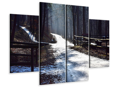 4-piece-canvas-print-a-path-in-the-snow
