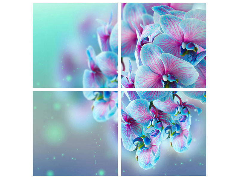 4-piece-canvas-print-colored-orchids