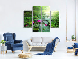 4-piece-canvas-print-garden-pond