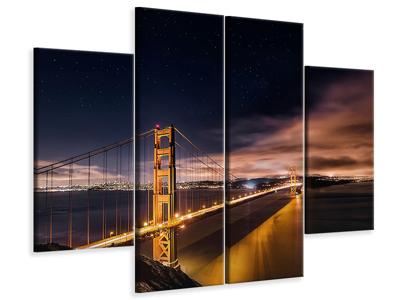 4-piece-canvas-print-golden-gate-to-stars