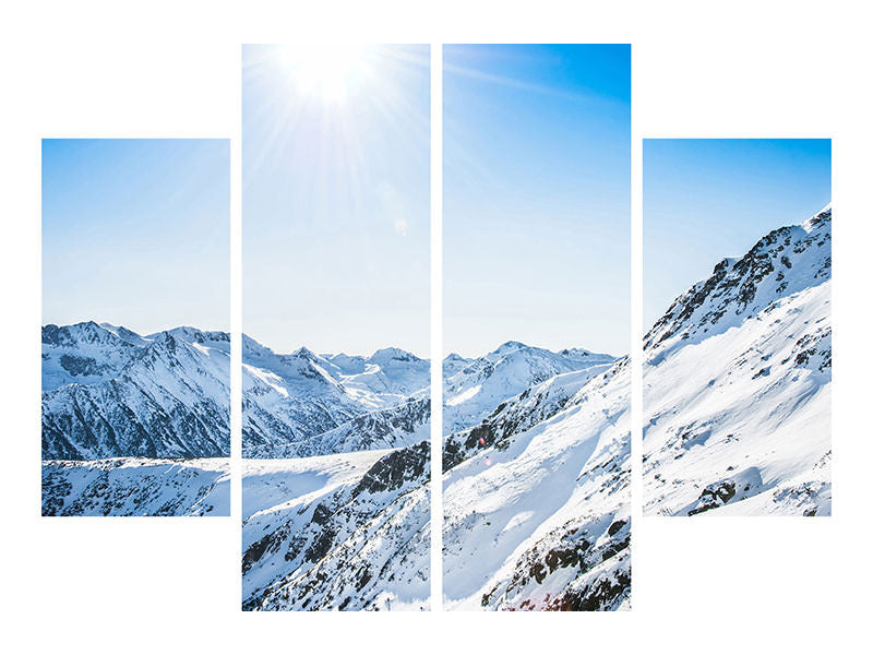 4-piece-canvas-print-mountain-panorama-in-snow