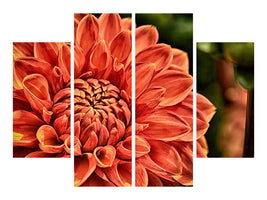 4-piece-canvas-print-painting-of-a-dahlia