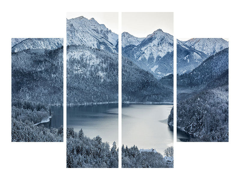 4-piece-canvas-print-photo-wallaper-mountains-in-monochrome