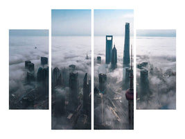 4-piece-canvas-print-shanghai-in-the-fog-from-above