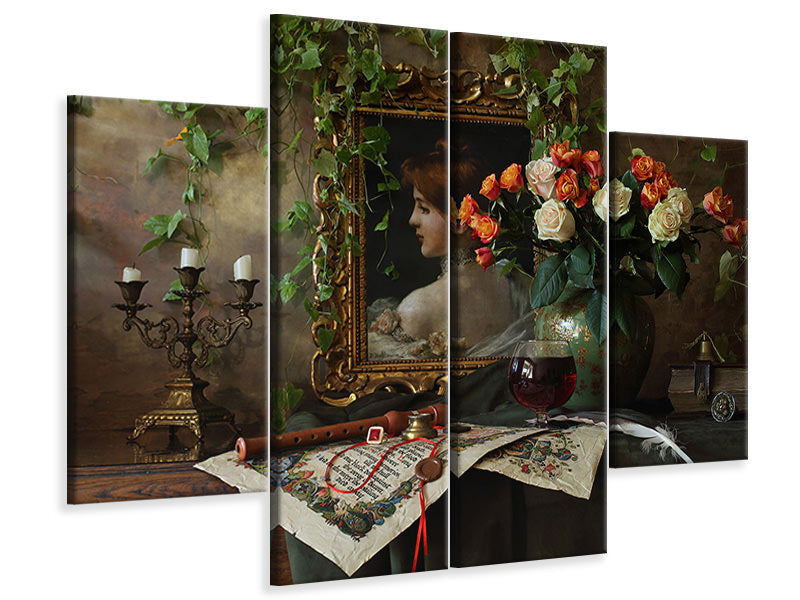 4-piece-canvas-print-still-life-with-flowers-and-picture