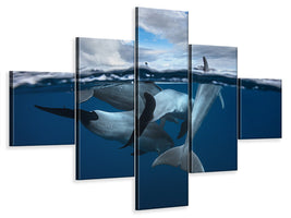 5-piece-canvas-print-pod-of-dolphin-at-the-surface