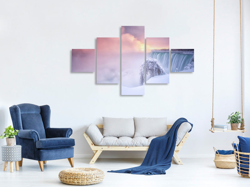 5-piece-canvas-print-sunrise-at-niagara-falls