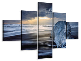 5-piece-canvas-print-sunrise-between-ice