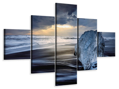 5-piece-canvas-print-sunrise-between-ice