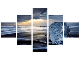 5-piece-canvas-print-sunrise-between-ice