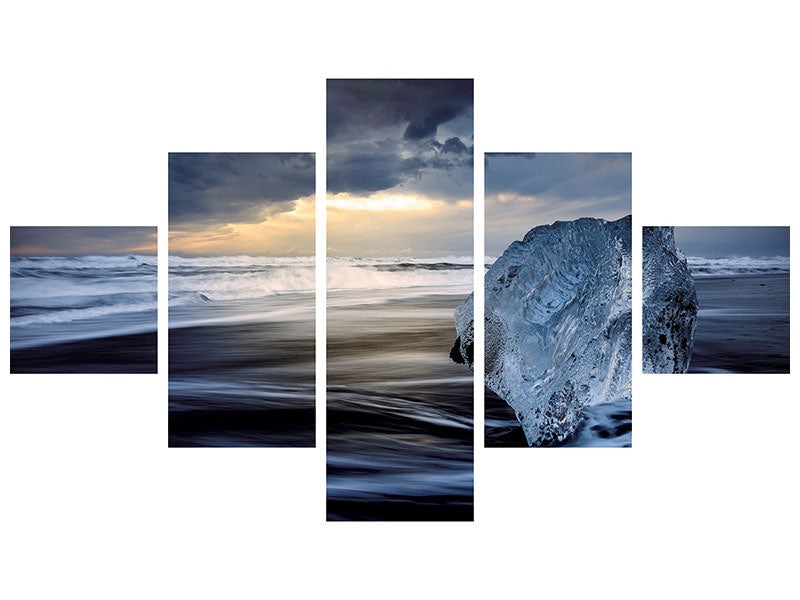 5-piece-canvas-print-sunrise-between-ice