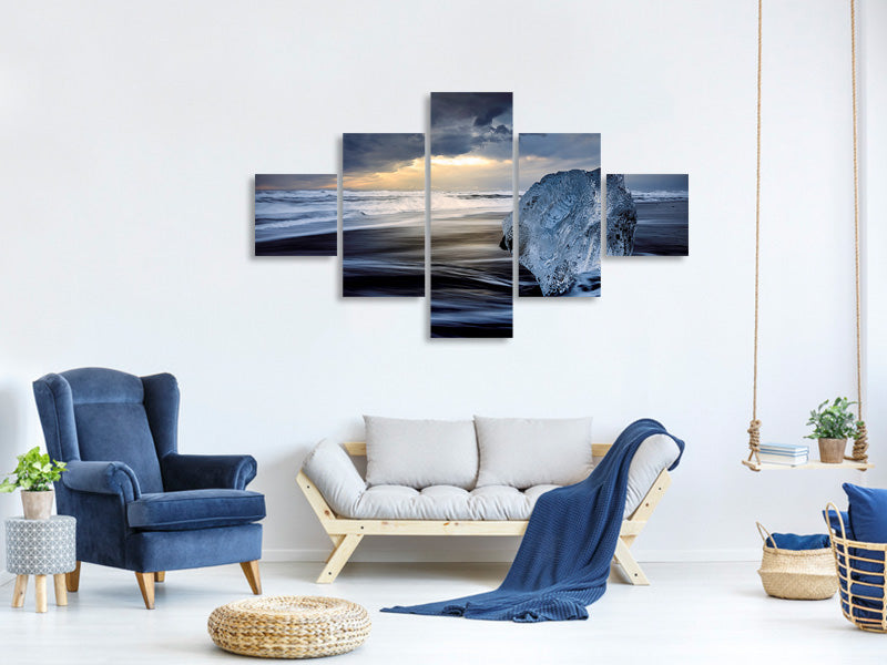 5-piece-canvas-print-sunrise-between-ice