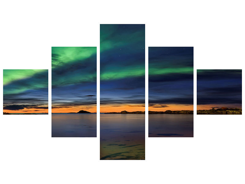 5-piece-canvas-print-sunset-at-andenes