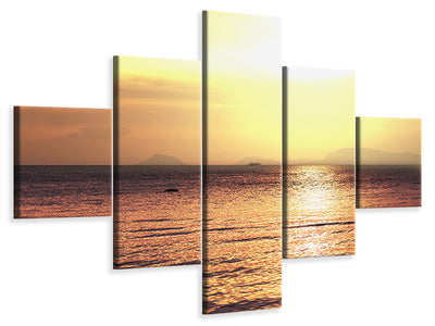 5-piece-canvas-print-sunset-at-the-lake