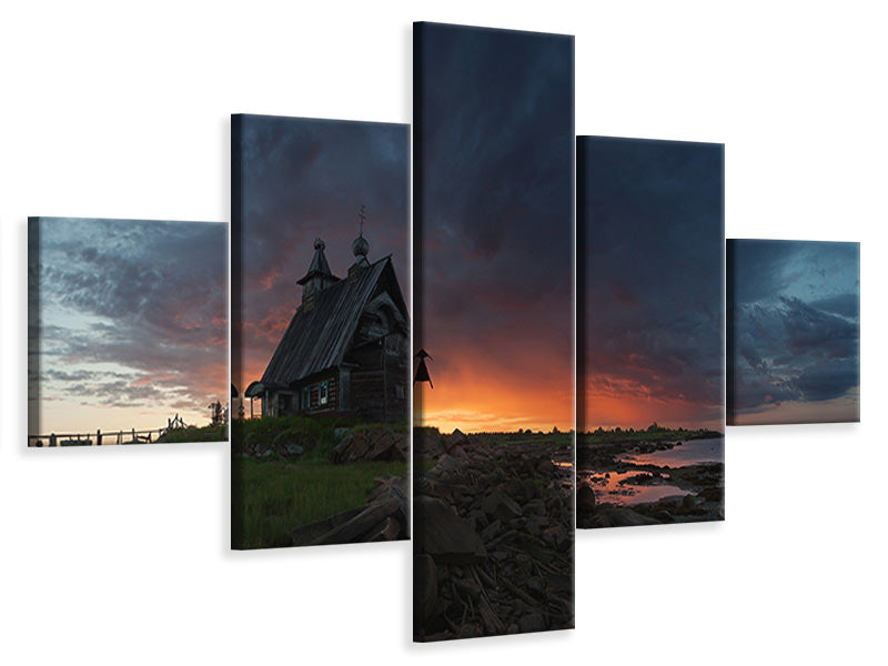 5-piece-canvas-print-the-old-church-on-the-coast-of-white-sea