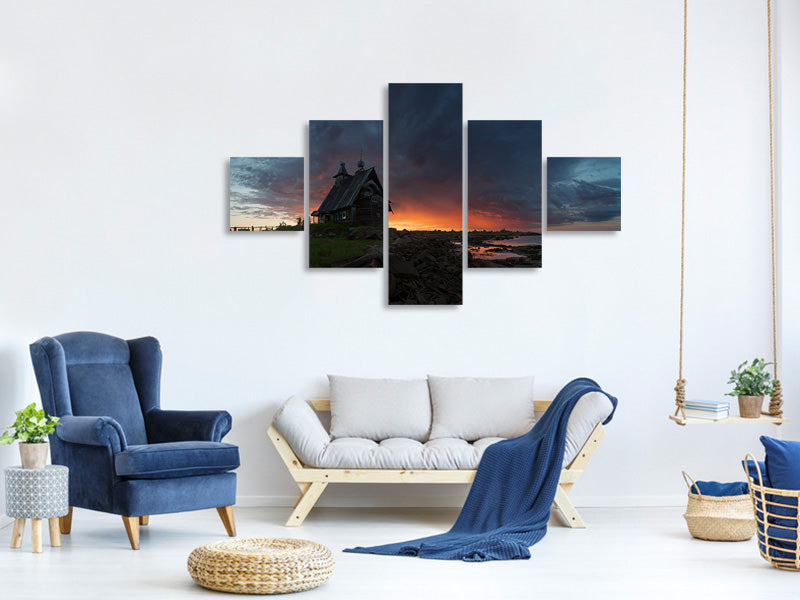 5-piece-canvas-print-the-old-church-on-the-coast-of-white-sea
