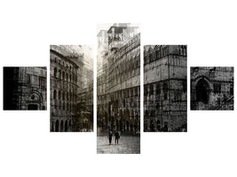 5-piece-canvas-print-walking-in-the-square