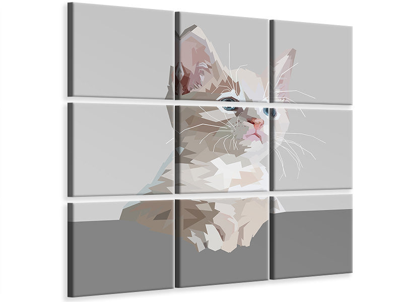 9-piece-canvas-print-artwork-cat