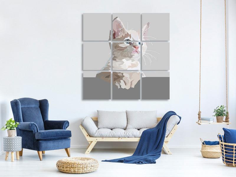 9-piece-canvas-print-artwork-cat