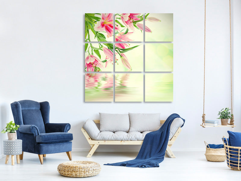 9-piece-canvas-print-lilies-on-water