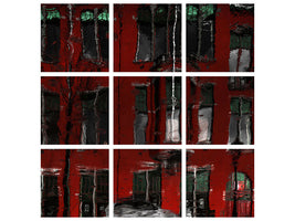 9-piece-canvas-print-red-house-reflections