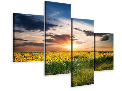 modern-4-piece-canvas-print-a-field-of-sunflowers