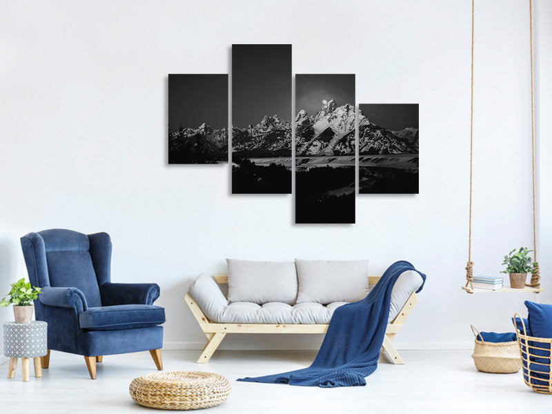 modern-4-piece-canvas-print-full-moon-sets-in-the-teton-mountain-range