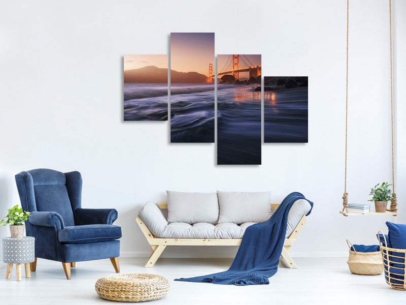 modern-4-piece-canvas-print-golden-beach