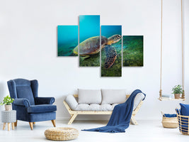 modern-4-piece-canvas-print-green-turtle