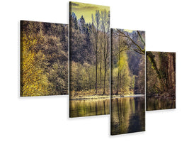 modern-4-piece-canvas-print-lake-in-the-forest