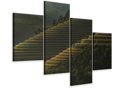 modern-4-piece-canvas-print-landing-fields-at-sunrise-beautiful-golden-light-shines