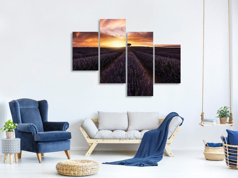 modern-4-piece-canvas-print-lavender-sunset