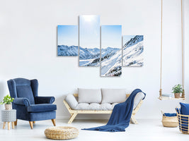 modern-4-piece-canvas-print-mountain-panorama-in-snow